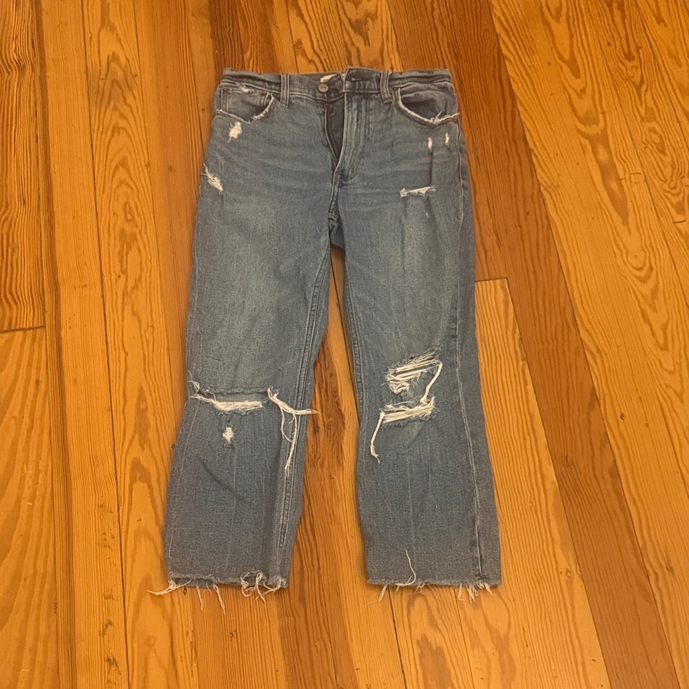 Abercrombie & Fitch Ripped Blue Ankle Jeans